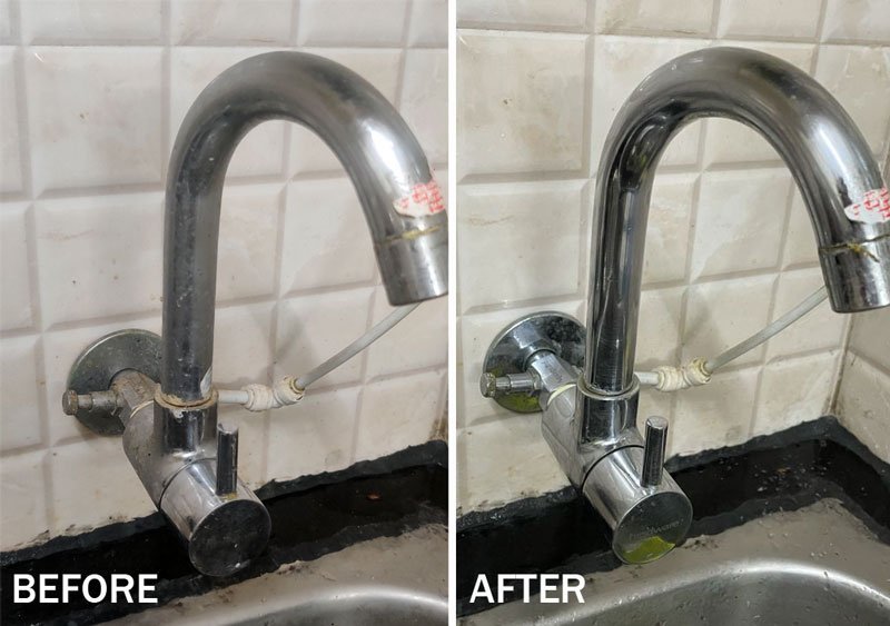 Remove Hard Water Stains From Taps- lime is an effective method