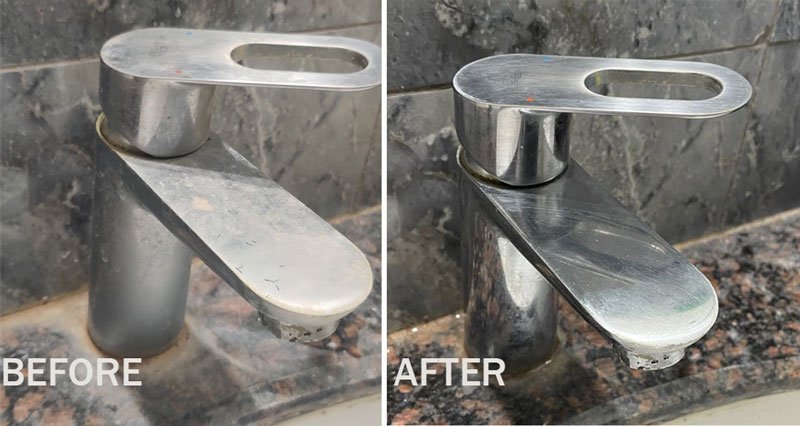 Remove Hard Water Stains From Taps- vinegar is the best method we recommend