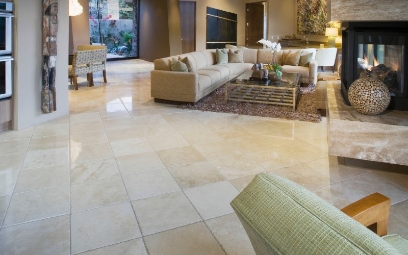 how to choose tiles for living room- room with tiled floor