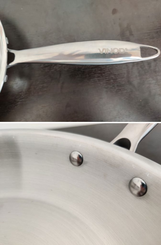 rivets and handles of Vinod Frying Pan