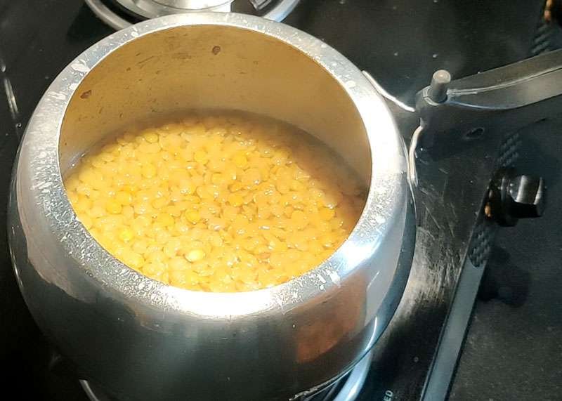 Cooking dal in Hawkins Pressure cooker which is one of the best pressure cooker in India