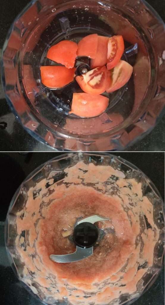 food processor in Indian Kitchen for pureeing tomatoes