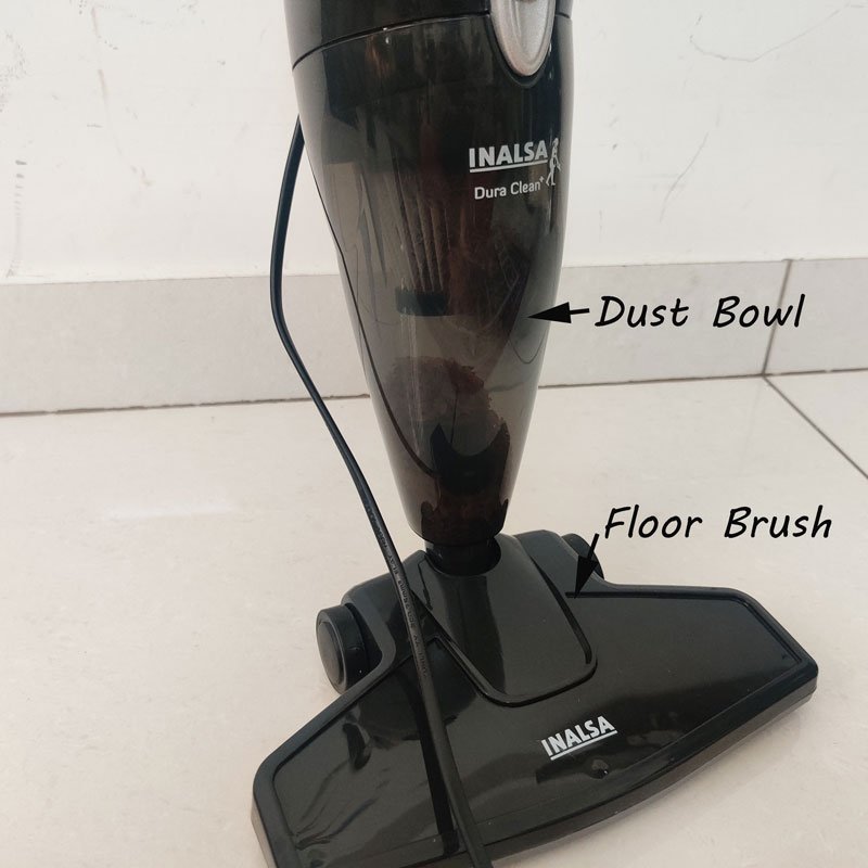 dust bowl and floor brush of inalsa dura clean plus vacuum cleaner review