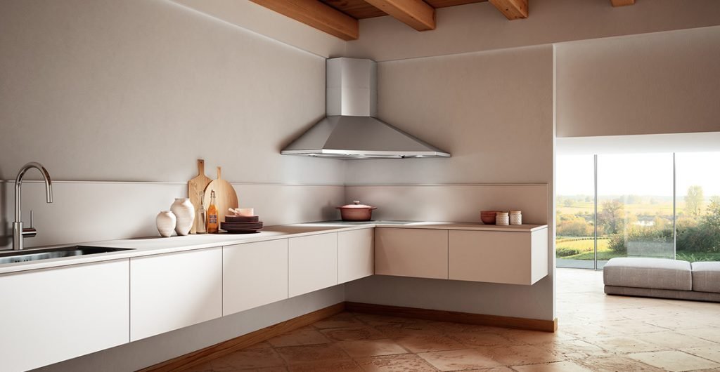 types of kitchen chimneys- corner chimney