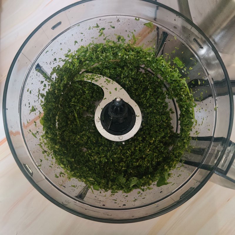 herbs in food processor
